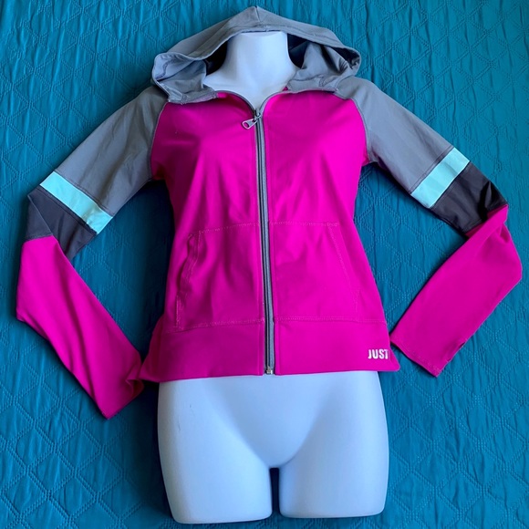 Hoodie Jacket Front Zip Gray Pink Women's - Picture 7 of 16
